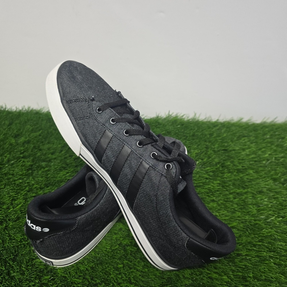 Adidas Neo Shoes Mens Size 12 Black Denim Ortholite Comfort Foam Sneakers Casual - Picture 10 of 13